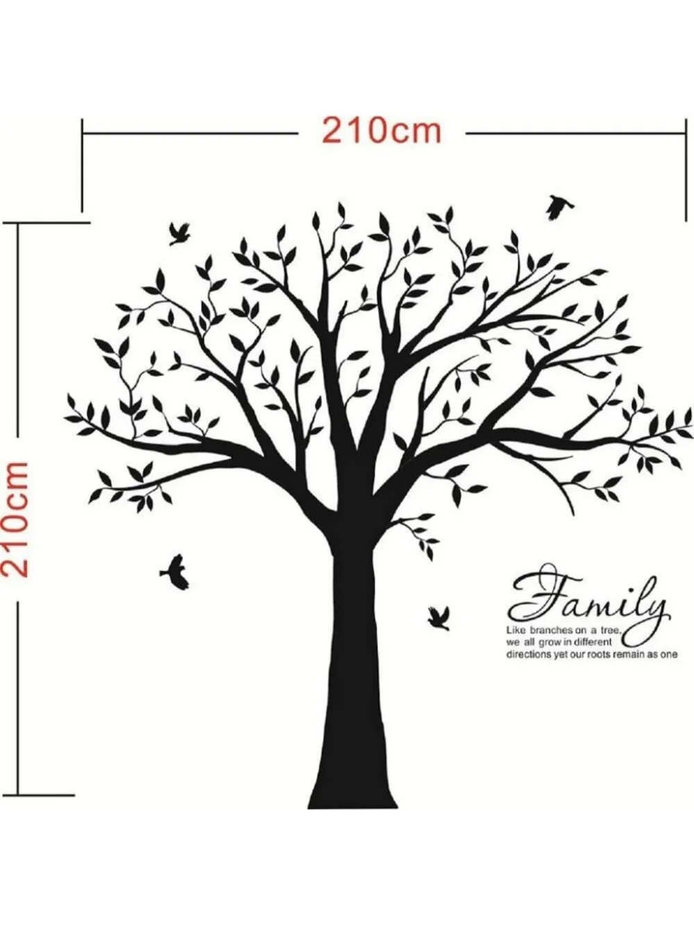 Family Tree Wall Decal - Inspirational Quote, Home Decor for Living Room, 83x83